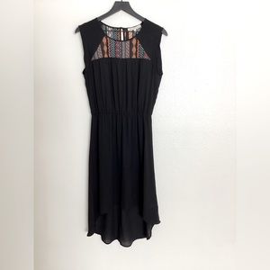 Daniel Rainn Embroidered Black High Low Sleeveless Dress Small